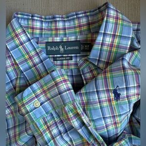 Ralph Lauren Men's Plaid Button Down - Blue, Green, and Pink